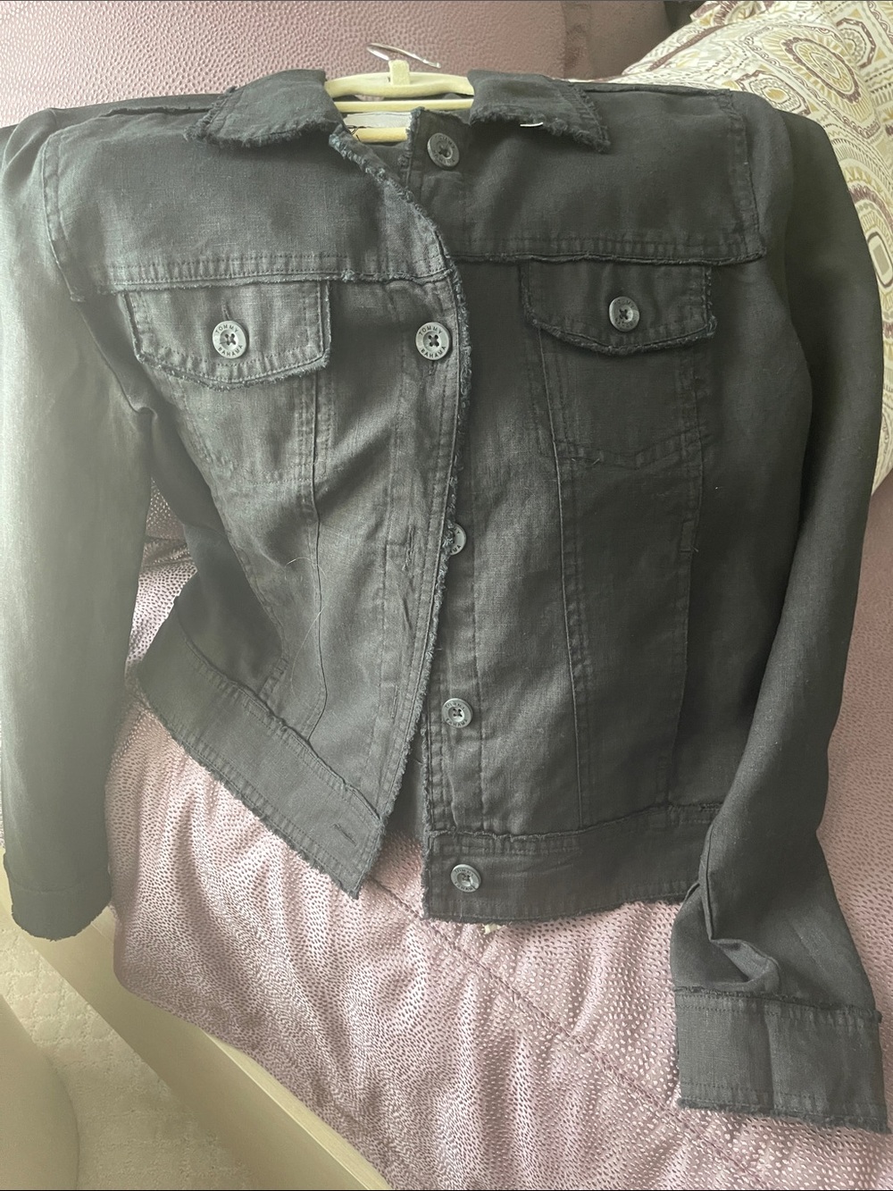 Tommy Bahama Black Denim Jean Jacket with Button Front
